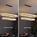 GobekUsa Crystal Chandelier Pendant Lights Dimmable LED Oval Lustre Hang Lamp