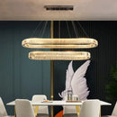 GobekUsa Crystal Chandelier Pendant Lights Dimmable LED Oval Lustre Hang Lamp