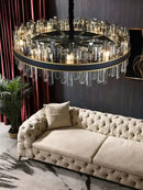 GobekUsa Crystal Chandelier Round Light Fixture for Luxury Living Room Décor