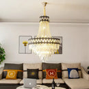 GobekUsa Crystal Chandelier Spiral Staircase Hall Lamp Duplex Living Room Hardware Texture