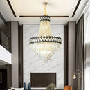 GobekUsa Crystal Chandelier Spiral Staircase Hall Lamp Duplex Living Room Hardware Texture