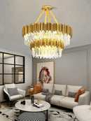 GobekUsa Crystal Chandelier Stainless Steel K9 Cristal Suspension Lamps Classic Gold Luxury