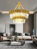 GobekUsa Crystal Chandelier Stainless Steel K9 Cristal Suspension Lamps Classic Gold Luxury