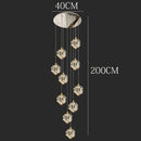 GobekUsa Crystal Chandelier Stair Pendant Lamp Living Room Interior Lighting
