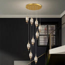 GobekUsa Crystal Chandelier Stair Pendant Lamp Living Room Interior Lighting