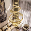 GobekUsa Crystal Chandelier Stair Pendant Lamp Living Room Lighting Modern Interior Decor