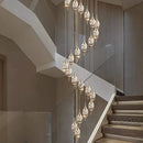 GobekUsa Crystal Chandelier Stair Pendant Lamp Living Room Interior Lighting