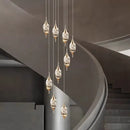 GobekUsa Crystal Chandelier Stair Pendant Lamp Living Room Interior Lighting