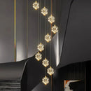 GobekUsa Crystal Chandelier Stair Pendant Lamp Living Room Interior Lighting