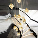 GobekUsa Crystal Chandelier Stair Pendant Lamp Living Room Interior Lighting