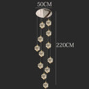 GobekUsa Crystal Chandelier Stair Pendant Lamp Living Room Interior Lighting