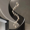 GobekUsa Crystal Chandelier Stair Pendant Lamp Living Room Interior Lighting