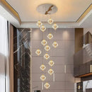 GobekUsa Crystal Chandelier Stair Pendant Lamp Living Room Interior Lighting