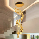GobekUsa Crystal Chandelier Stair Pendant Lamp Living Room Lighting