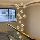 GobekUsa Crystal Chandelier Stair Pendant Lamp Living Room Interior Lighting