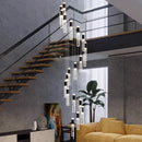 GobekUsa Crystal Chandelier Stair Pendant Lamp Living Room Lighting