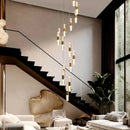 GobekUsa Crystal Chandelier Stair Pendant Lamp Living Room Pendant Lights Interior Lighting