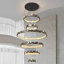 GobekUsa Crystal Chandelier Stair Pendant Lamp Living Room Pendant Lights Interior Lighting