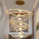 GobekUsa Crystal Chandelier Stair Pendant Lamp Living Room Pendant Lights Interior Lighting