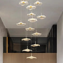 GobekUsa Crystal Chandelier Stair Pendant Lamp Living Room Pendant Lights Interior Lighting