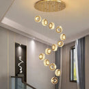 GobekUsa Crystal Chandelier Stair Pendant Lamp Living Room Pendant Lights Interior Lighting