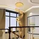 GobekUsa Crystal Chandelier Stair Pendant Lamp Living Room Pendant Lights Interior Lighting