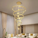 GobekUsa Crystal Chandelier Stair Pendant Lamp Living Room Pendant Lights Interior Lighting