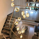 GobekUsa Crystal Chandelier Stair Pendant Lamp Living Room Pendant Lights Interior Lighting