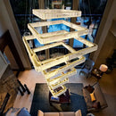 GobekUsa Crystal Chandelier Stair Pendant Lamp Living Room Pendant Lights Interior Lighting