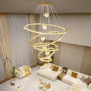 GobekUsa Crystal Chandelier Stair Pendant Lamp Living Room Pendant Lights Interior Lighting