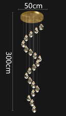 GobekUsa Crystal Chandelier Stair Pendant Light Modern Living Room Interior Lighting