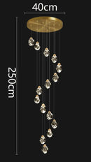 GobekUsa Crystal Chandelier Stair Pendant Light Modern Living Room Interior Lighting