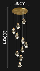 GobekUsa Crystal Chandelier Stair Pendant Light Modern Living Room Interior Lighting