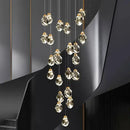 GobekUsa Crystal Chandelier Stair Pendant Light Modern Living Room Interior Lighting