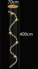 GobekUsa Crystal Chandelier Stair Pendant Light Modern Living Room Interior Lighting