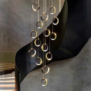 GobekUsa Crystal Chandelier Stair Pendant, Modern Living Room Lighting, Interior Home Decoration
