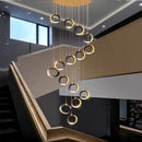GobekUsa Crystal Chandelier Stair Pendant, Modern Living Room Lighting, Interior Home Decoration