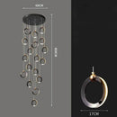 GobekUsa Crystal Chandelier Stair Pendant, Modern Living Room Lighting, Interior Home Decoration