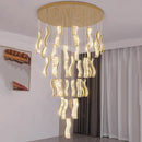 GobekUsa Crystal Chandelier Stair Pendant: Modern Living Room Interior Lighting