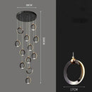 GobekUsa Crystal Chandelier Stair Pendant, Modern Living Room Lighting, Interior Home Decoration