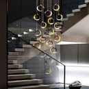 GobekUsa Crystal Chandelier Stair Pendant, Modern Living Room Lighting, Interior Home Decoration