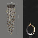 GobekUsa Crystal Chandelier Stair Pendant, Modern Living Room Lighting, Interior Home Decoration
