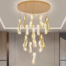 GobekUsa Crystal Chandelier Stair Pendant: Modern Living Room Interior Lighting
