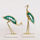 GobekUsa Crystal Crane Sculpture Green Gem Bird Home Decor Figurine