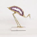 GobekUsa Crystal Crane Sculpture Green Gem Bird Home Decor Figurine