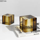 GobekUsa Crystal Cube Ornaments Clear Glass Sculpture Desk Decoration Geo Graded Square