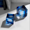 GobekUsa Crystal Cube Ornaments Clear Glass Sculpture Desk Decoration Geo Graded Square