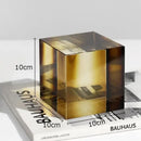 GobekUsa Crystal Cube Ornaments Clear Glass Sculpture Desk Decoration Geo Graded Square