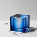 GobekUsa Crystal Cube Ornaments Clear Glass Sculpture Desk Decoration Geo Graded Square