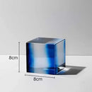 GobekUsa Crystal Cube Ornaments Clear Glass Sculpture Desk Decoration Geo Graded Square